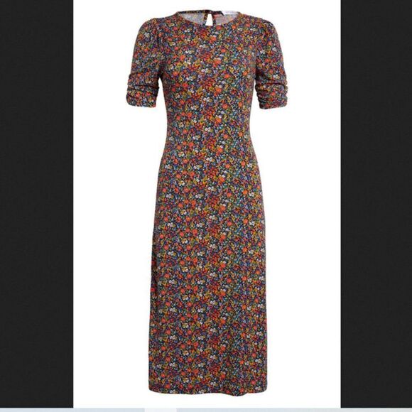 All in Favor Retro Print Floral Print Midi Dress Size Medium - Picture 1 of 5